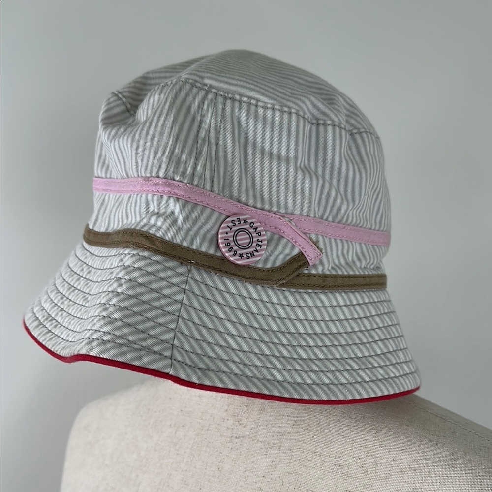 Vintage GAP Striped  Bucket Hat with Pink and Tan Accents NWT